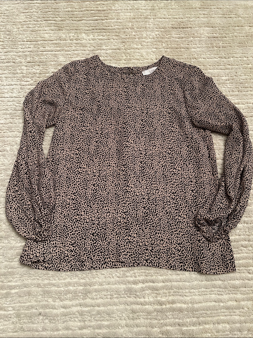 LOFT Long Sleeve Animal Print Top - Taupe & Black